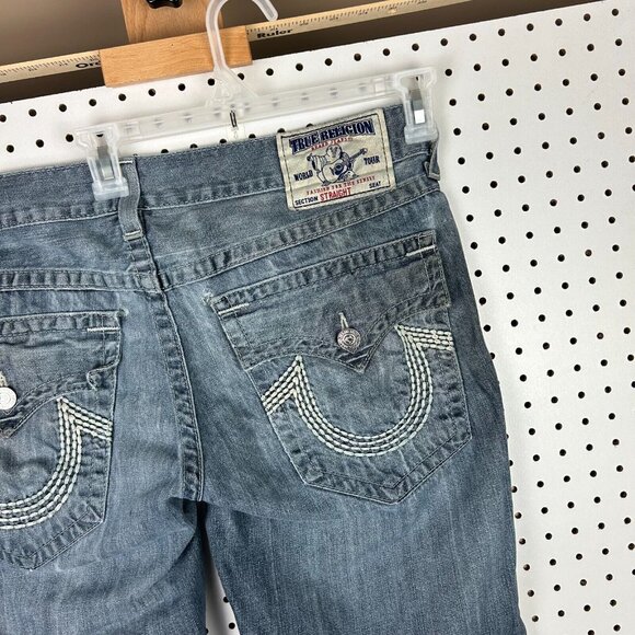 True Religion Straight Baggy Y2K Jeans 38x28 Grunge‎ Worn Streetwear Skater Wide - Picture 3 of 8